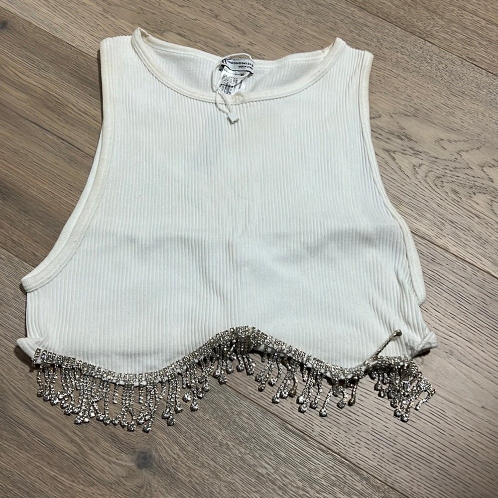 Jewel trim crop top